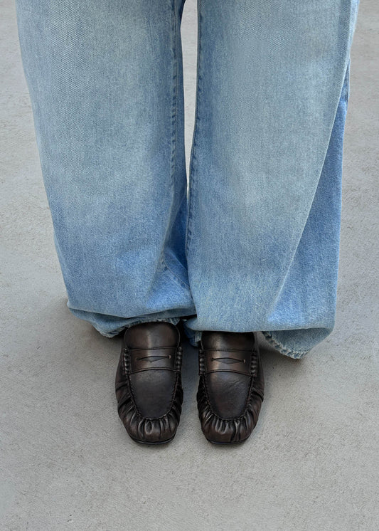 Aven Mule Vintage Effect Brown Leather Loafers