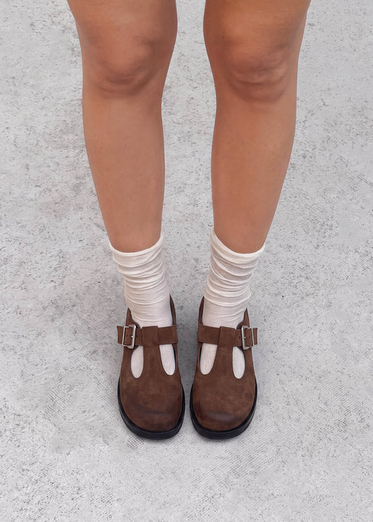 Fiadh Vintage Effect Suede Cognac Leather Loafers