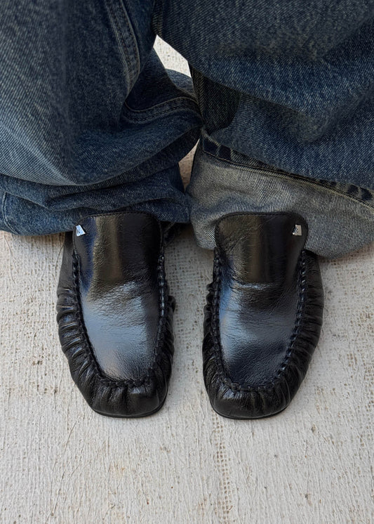 Gabe Rift Black Leather Loafers