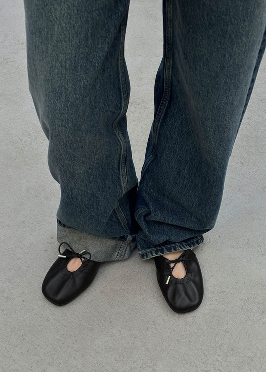 Oli Black Leather Ballet Flats