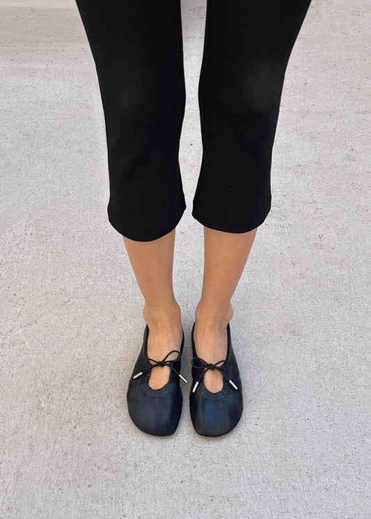 Rosalind Barefoot Black Leather Ballet Flats