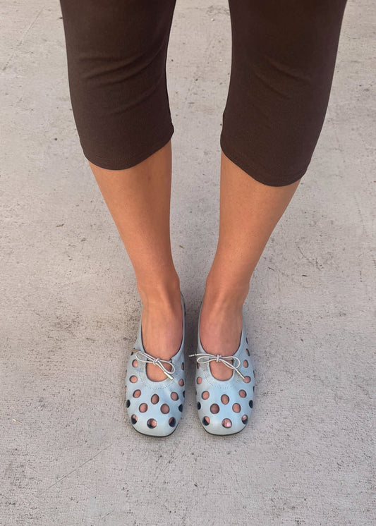 Rosalind Cut Out Blue Leather Ballet Flats