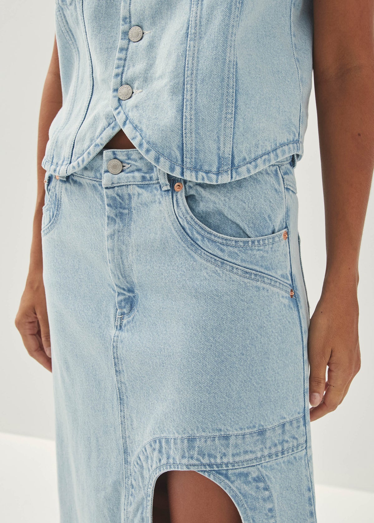 Carmina Light Blue Denim Skirt