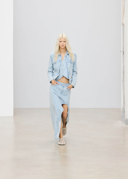 Carmina Light Blue Denim Skirt