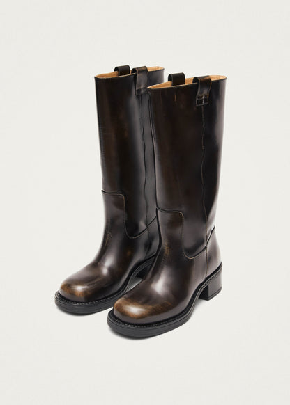 Sajan Vintage Effect Brown Leather Boots