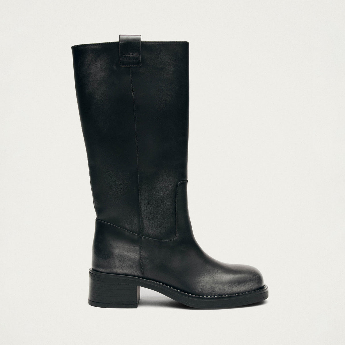 Sajan Vintage Effect Black Leather Boots