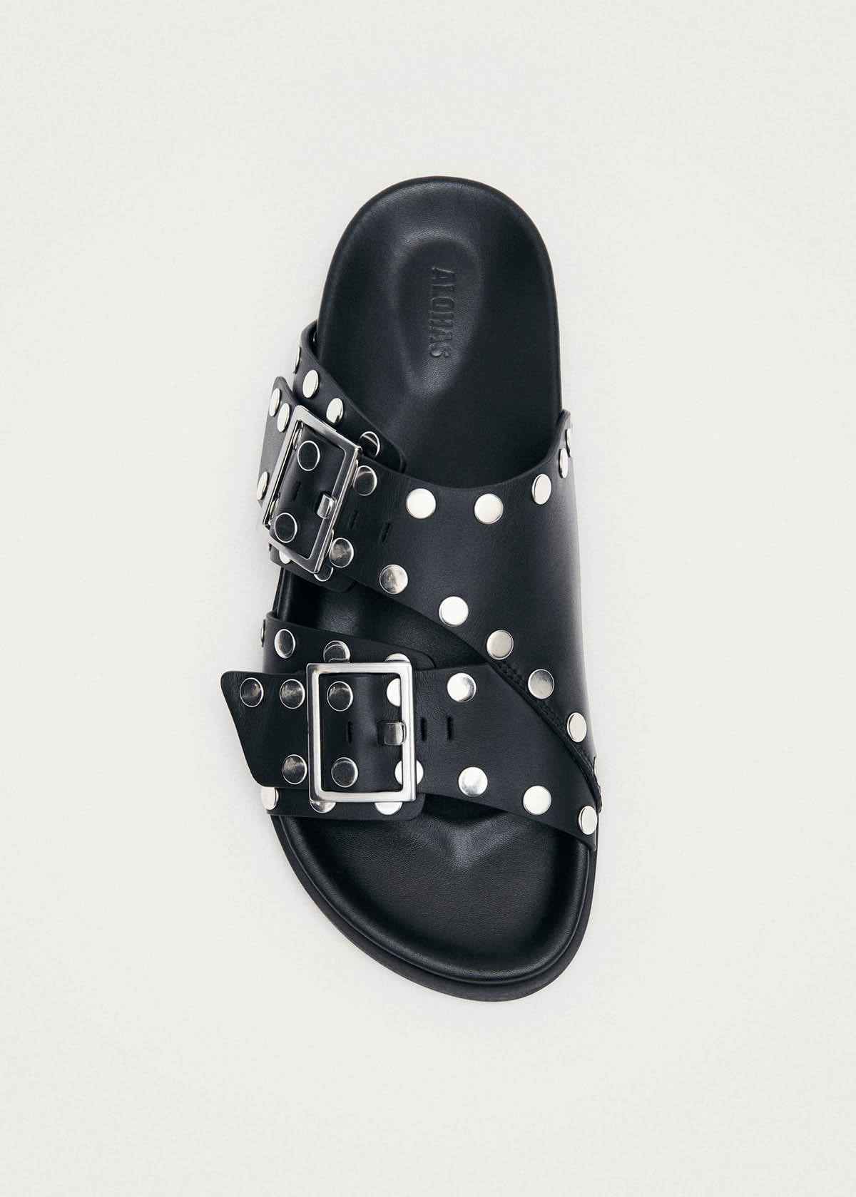 Alba Studs Black Leather Sandals