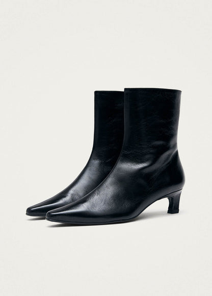 Ambar Rift Black Leather Ankle Boots