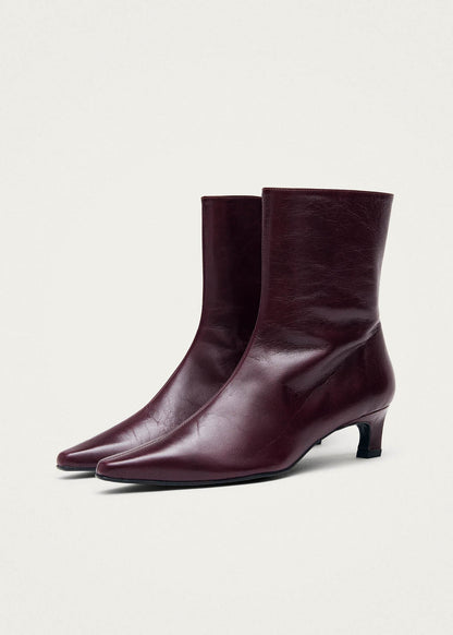 Ambar Rift Burgundy Leather Ankle Boots