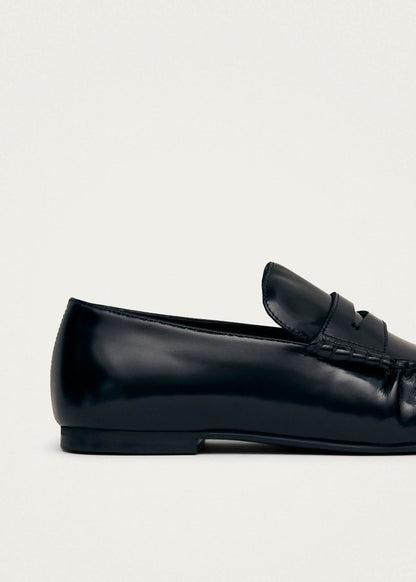 Aven Black Leather Loafers
