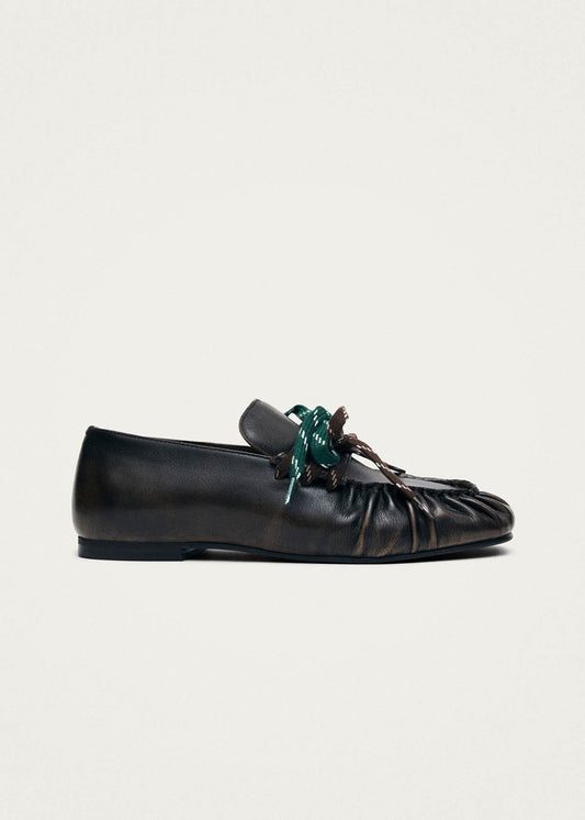Aven Lace Vintage Effect Brown Leather Loafers