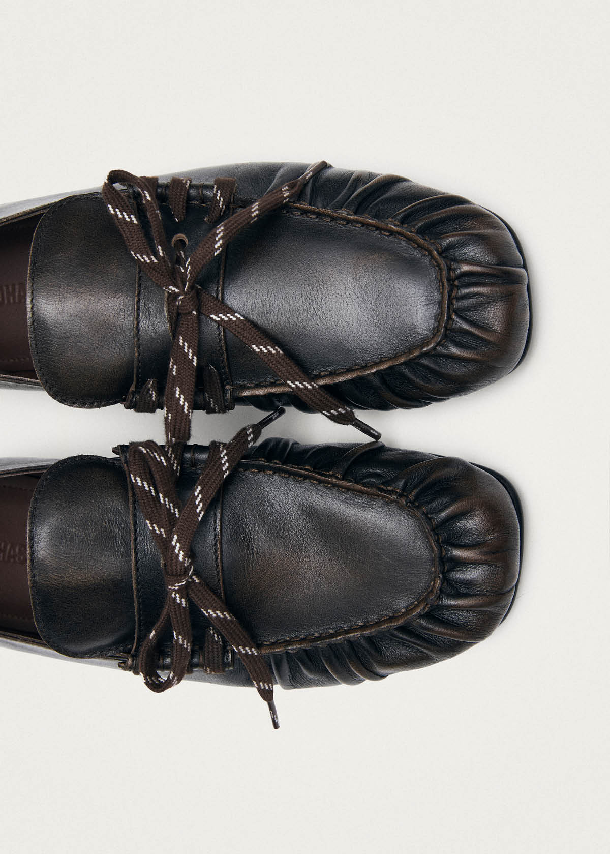 Aven Lace Vintage Effect Brown Leather Loafers
