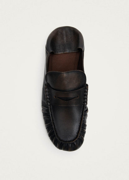 Aven Mule Vintage Effect Brown Leather Loafers