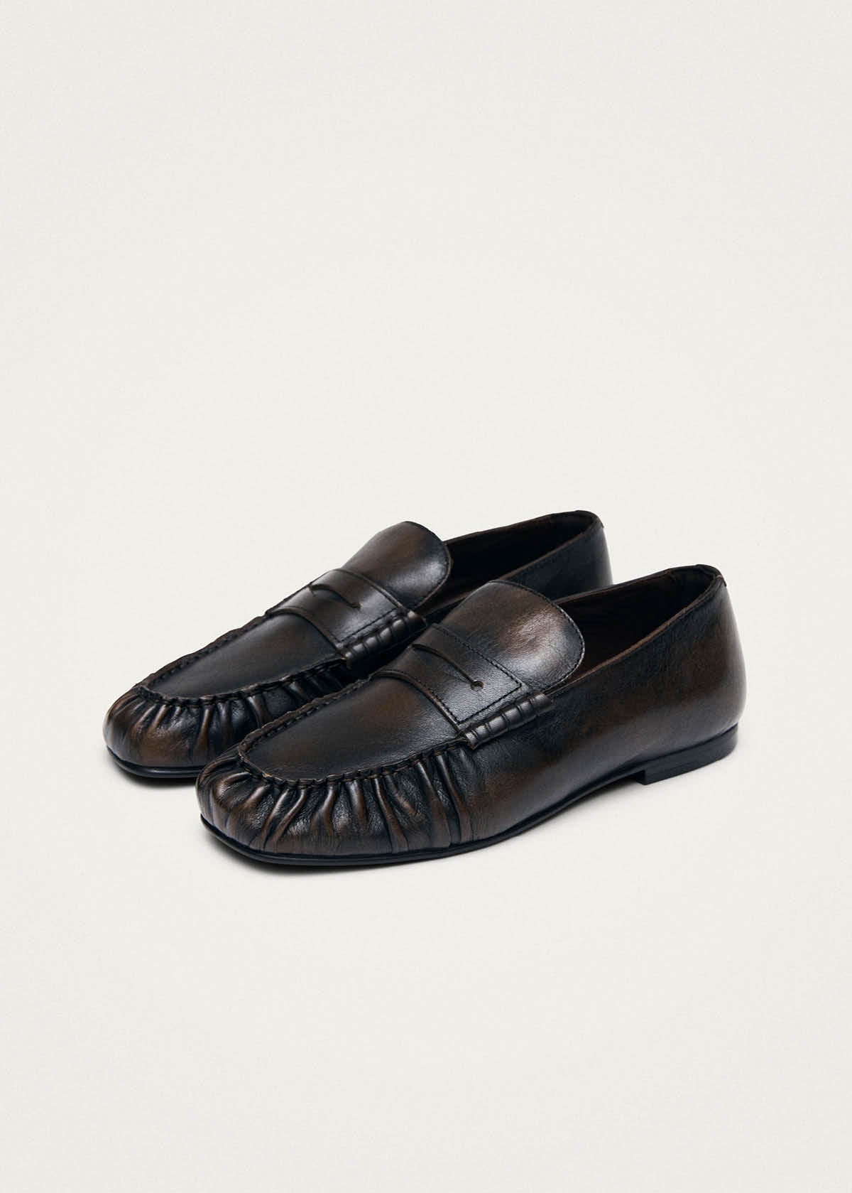 Aven Vintage Effect Brown Leather Loafers