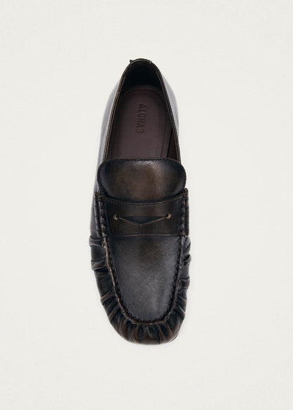 Aven Vintage Effect Brown Leather Loafers