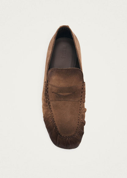 Aven Vintage Effect Suede Brown Leather Loafers