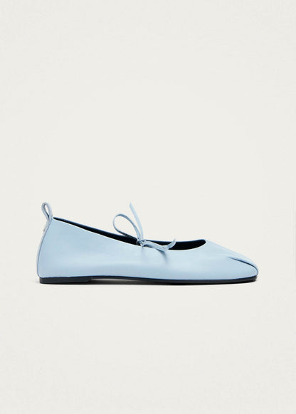 Elva Blue Leather Ballet Flats