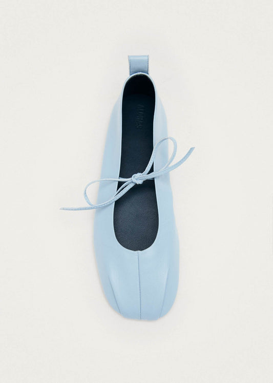 Elva Blue Leather Ballet Flats