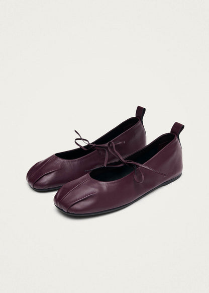 Elva Burgundy Leather Ballet Flats