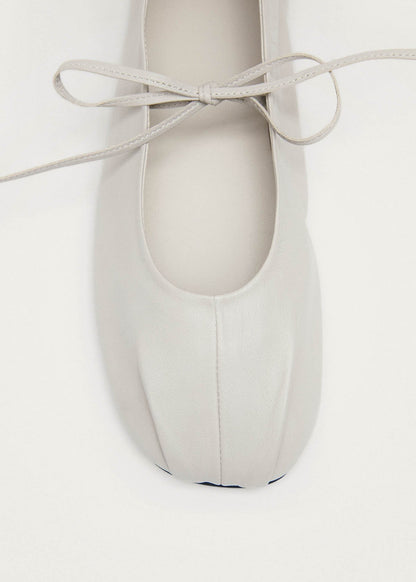 Elva Cream Leather Ballet Flats
