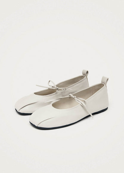 Elva Cream Leather Ballet Flats