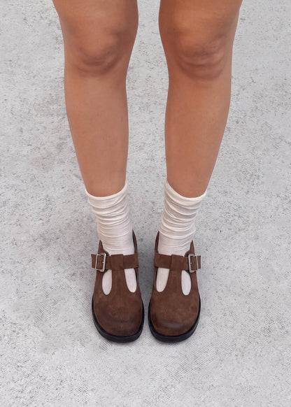 Fiadh Vintage Effect Suede Cognac Leather Loafers