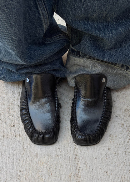 Gabe Rift Black Leather Loafers