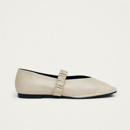 Lautan Cream Leather Ballet Flats