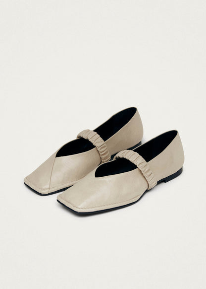 Lautan Cream Leather Ballet Flats