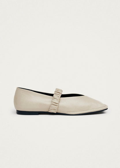 Lautan Cream Leather Ballet Flats