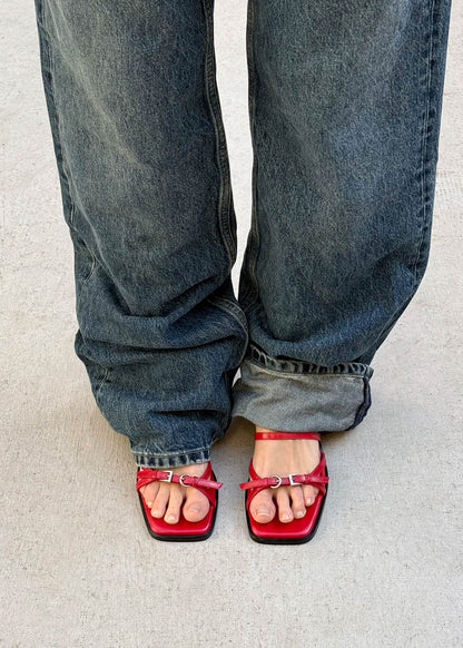 Liko Rift Red Leather Sandals