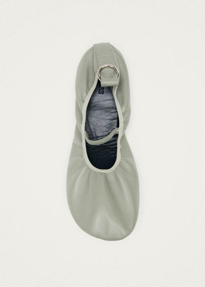 Naira Barefoot Green Leather Ballet Flats