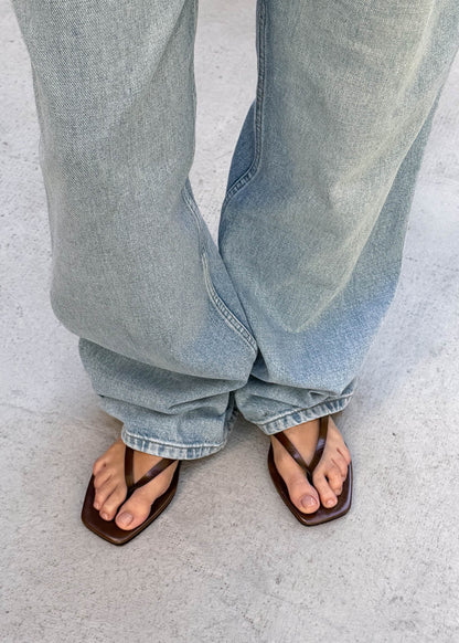Ola Rift Brown Leather Sandals