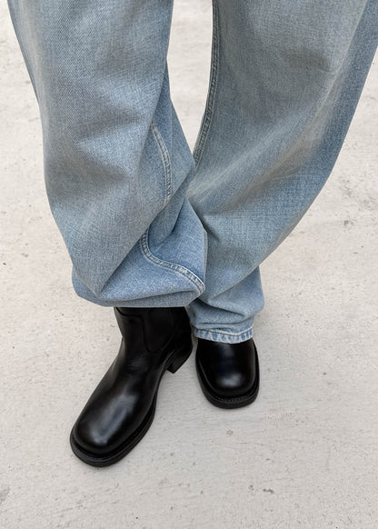 Rajan Black Leather Boots