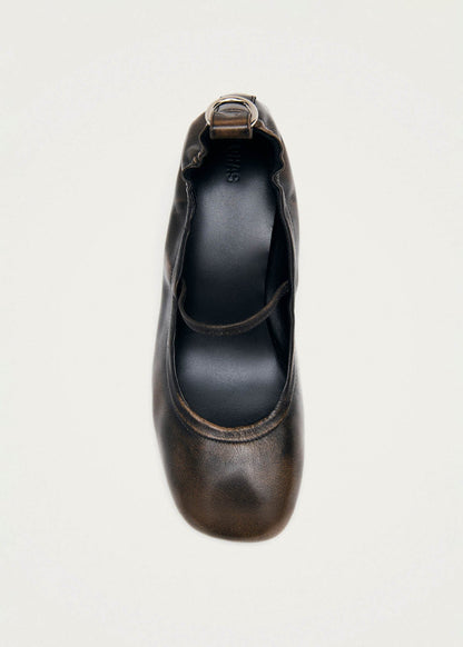 Rhiane Vintage Effect Brown Leather Pumps