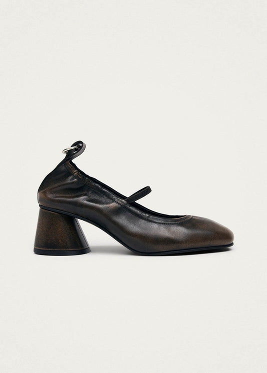 Rhiane Vintage Effect Brown Leather Pumps