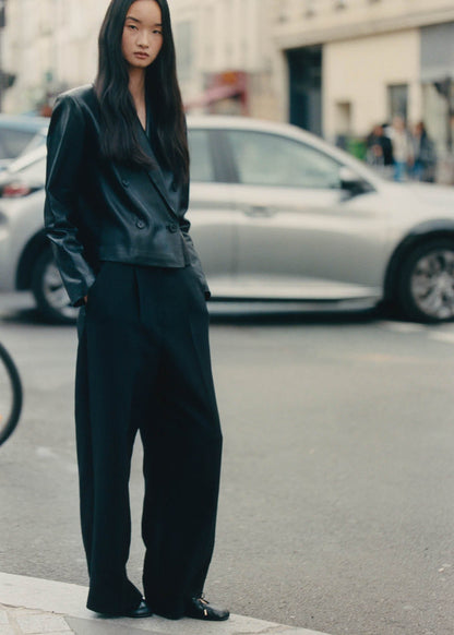 Rosalind Black Leather Ballet Flats