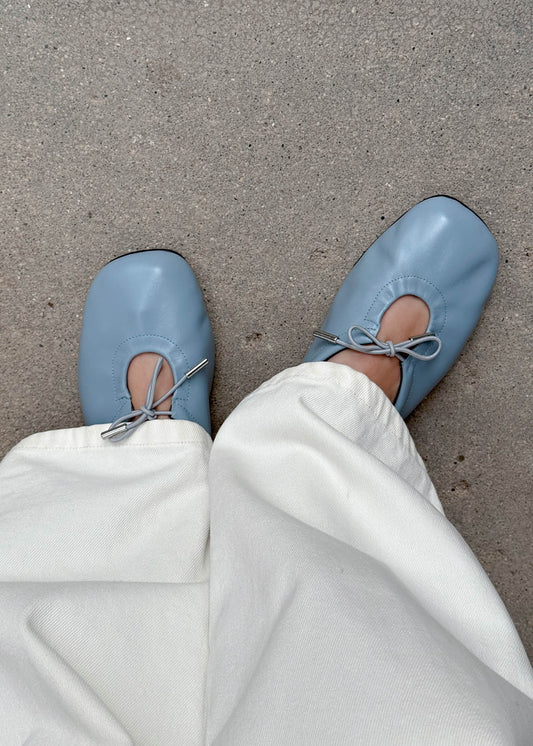 Rosalind Blue Leather Ballet Flats