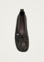 Rosalind Vintage Effect Brown Leather Ballet Flats