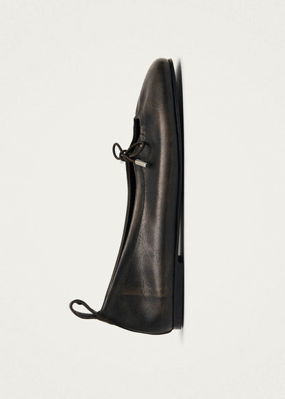 Rosalind Vintage Effect Brown Leather Ballet Flats