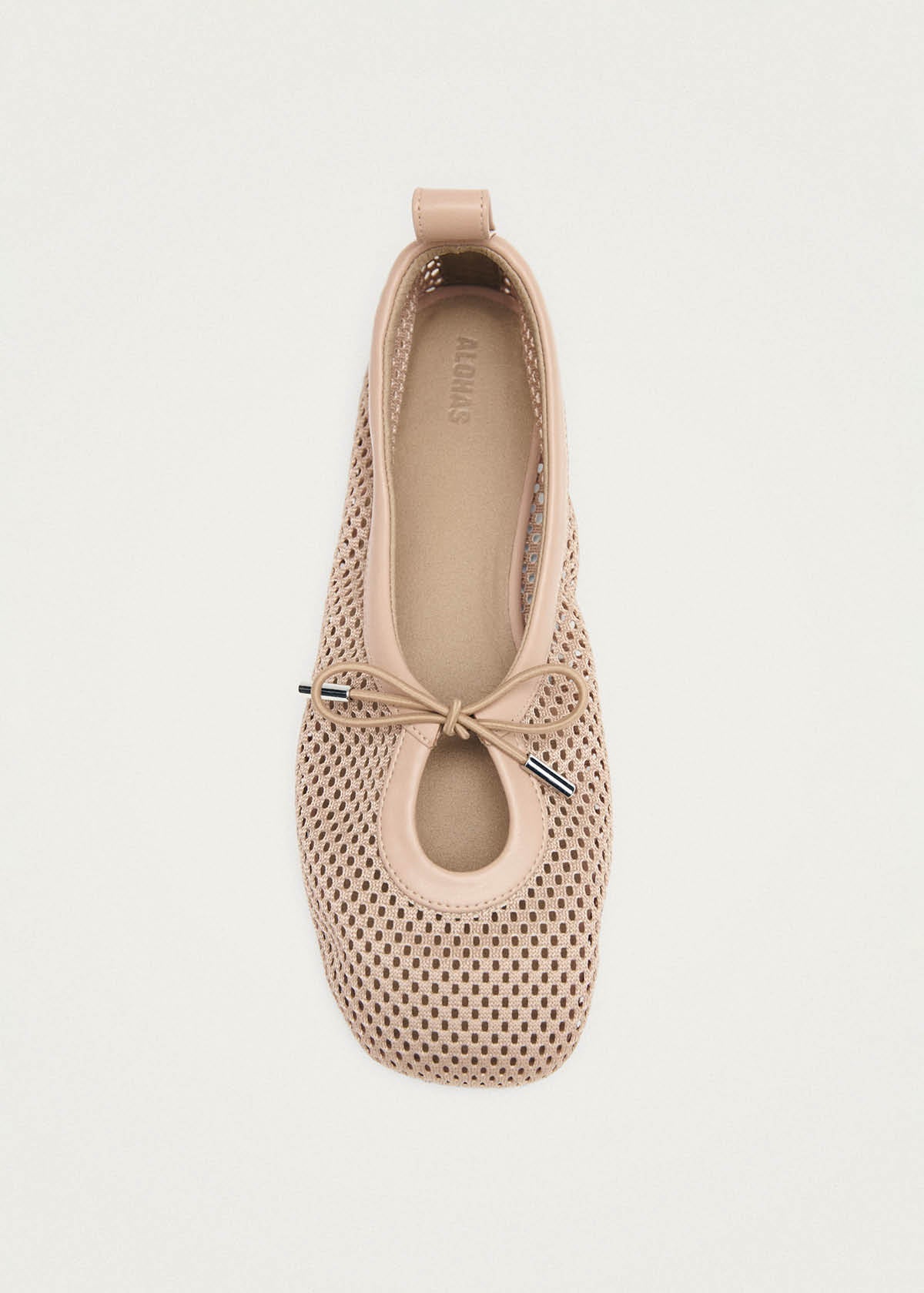 Rosalind Mesh Beige Leather Ballet Flats