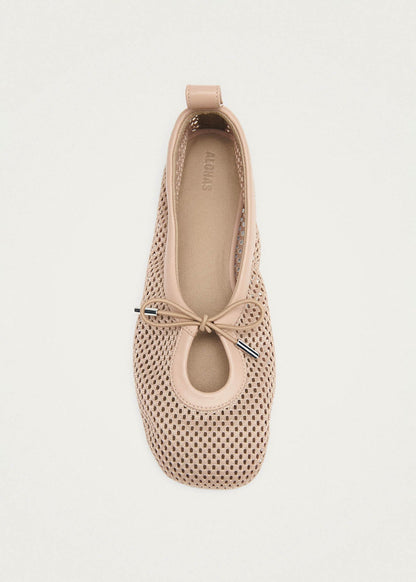 Rosalind Mesh Beige Leather Ballet Flats