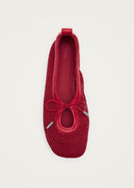 Rosalind Mesh Red Leather Ballet Flats