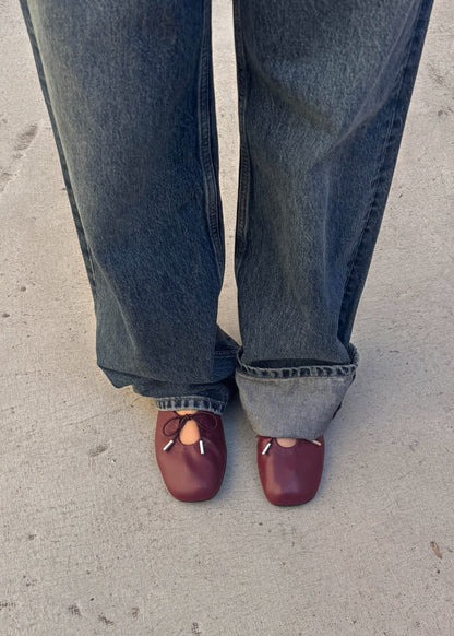 Rosalind Burgundy Vegan Leather Ballet Flats