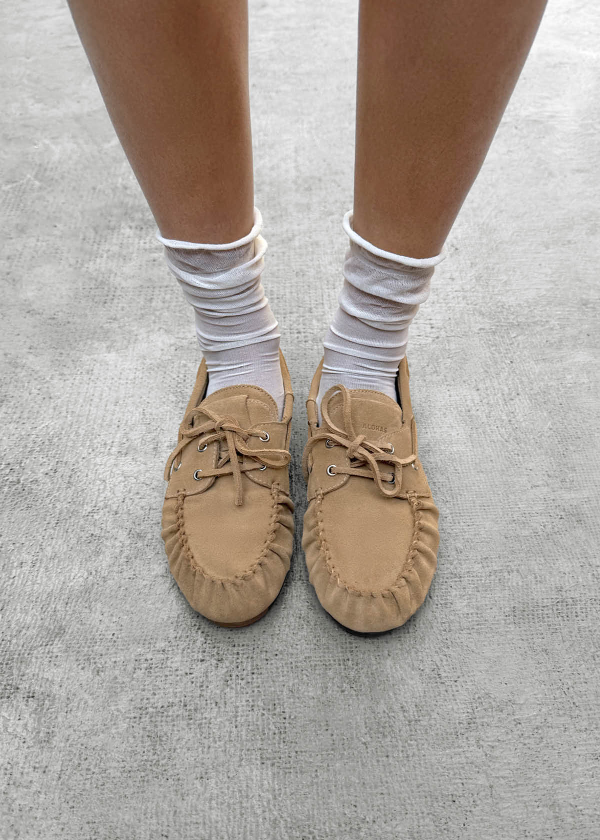 Rowan Suede Beige Leather Loafers