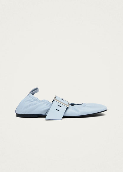 Sarea Blue Leather Ballet Flats