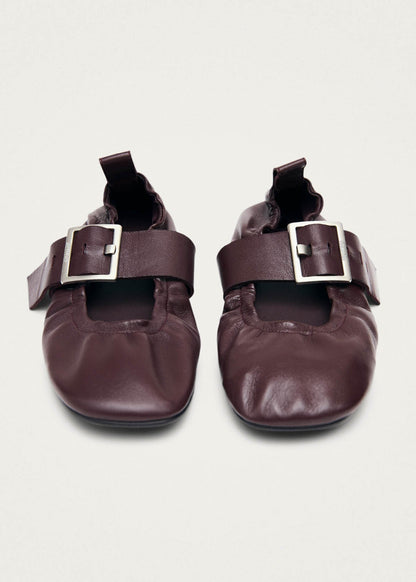 Sarea Burgundy Leather Ballet Flats