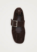 Sarea Suede Brown Leather Ballet Flats