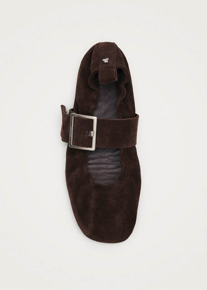 Sarea Suede Brown Leather Ballet Flats