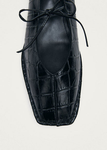 Sway Croco Black Leather Ballet Flats